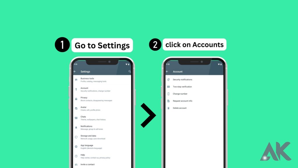 Go to Settings and click on Accounts