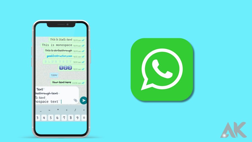 Use different font styles in WhatsApp