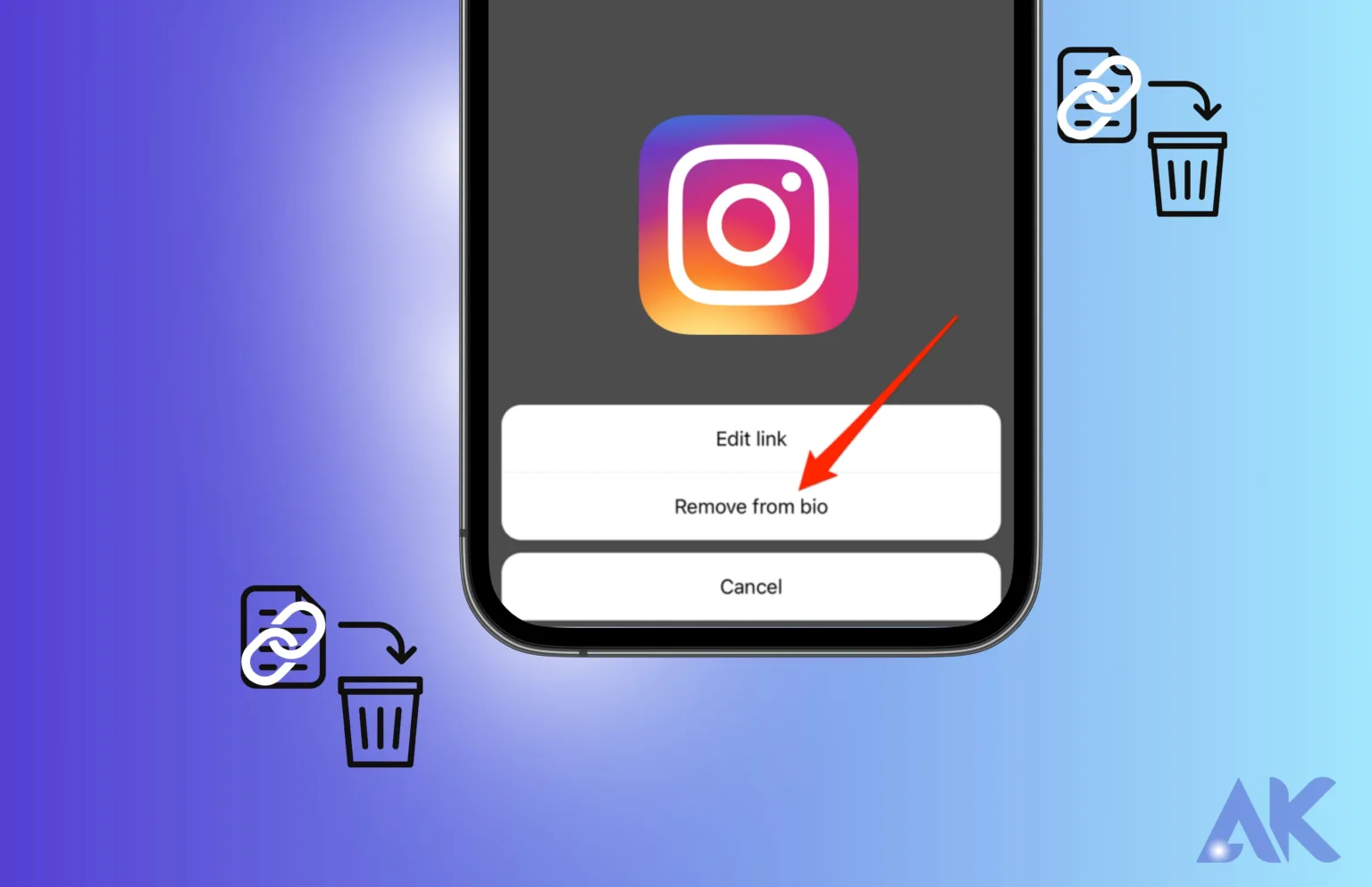 how to remove link from Instagram bio