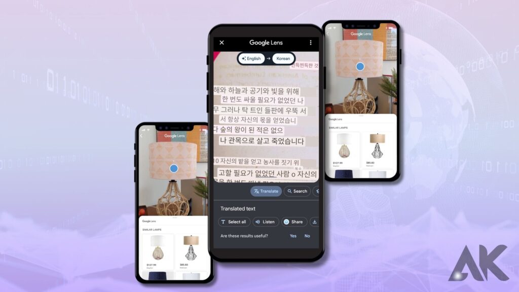 Google Lens AI search for text translation