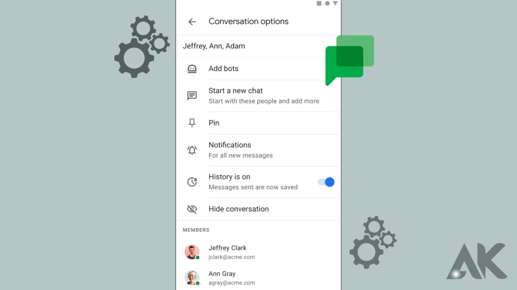 Accessing Google Chat Settings
