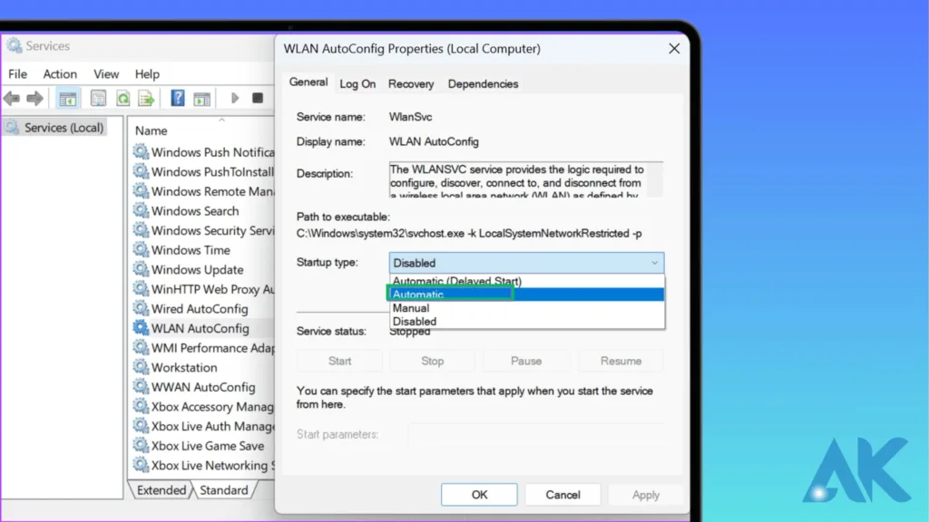 windows 11 wifi keeps disconnecting:Enable WLAN AutoConfig Service