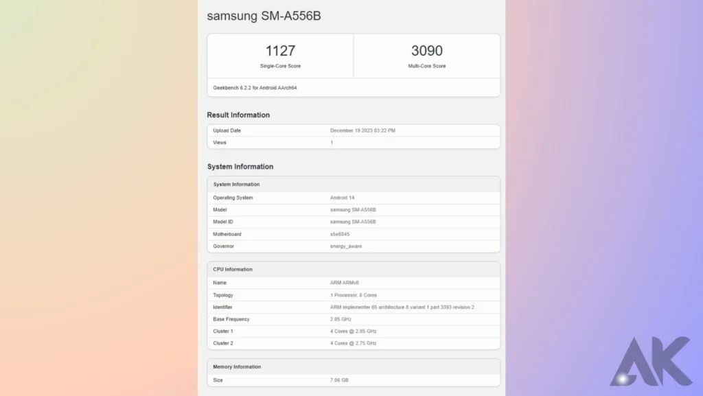 Samsung A55 design and build quality:Software info