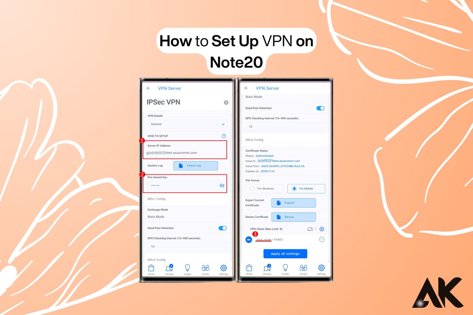 How do I set up a VPN on the Note20?